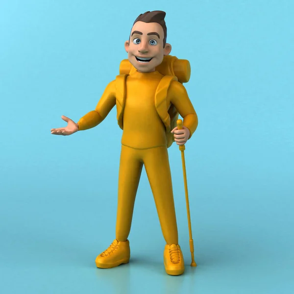 Personagem Amarelo Divertido Desenho Animado — Fotografia de Stock