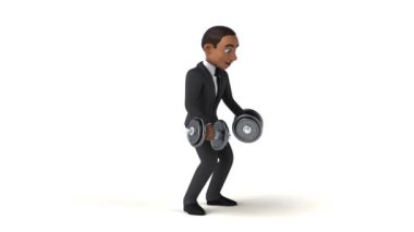 Beyaz arka planda izole edilmiş eğlenceli karikatür işadamı