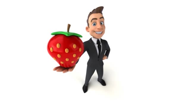 Fun Cartoon Character Strawberry Animation — Stock Video