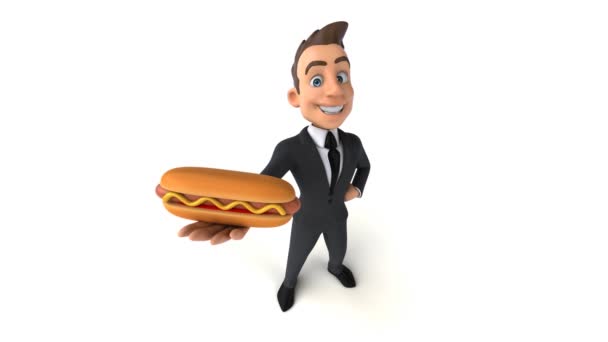 Funny Cartoon Character Hotdog Animation — Stock Video