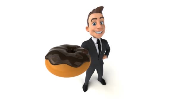 Personagem Desenho Animado Engraçado Com Donut Animação — Vídeo de Stock