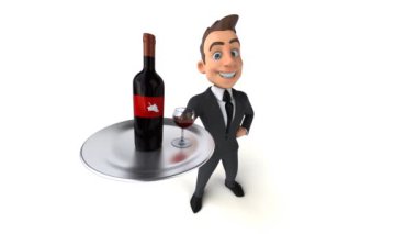 Şarap tutan eğlenceli bir işadamı.