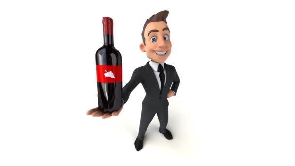 Lustiger Geschäftsmann Mit Wein — Stockvideo