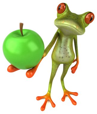Elmalı eğlenceli kurbağa - 3D Görüntü