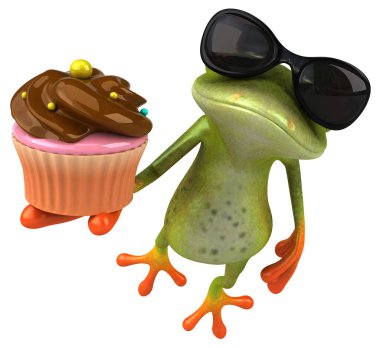 Eğlenceli kurbağa keki - 3D İllüstrasyon