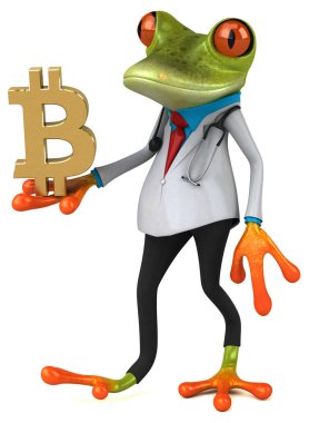 Bitcoin 'li kurbağa doktor - 3D Görüntü