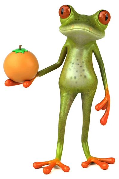带橙色 3D图解的有趣青蛙 — 图库照片