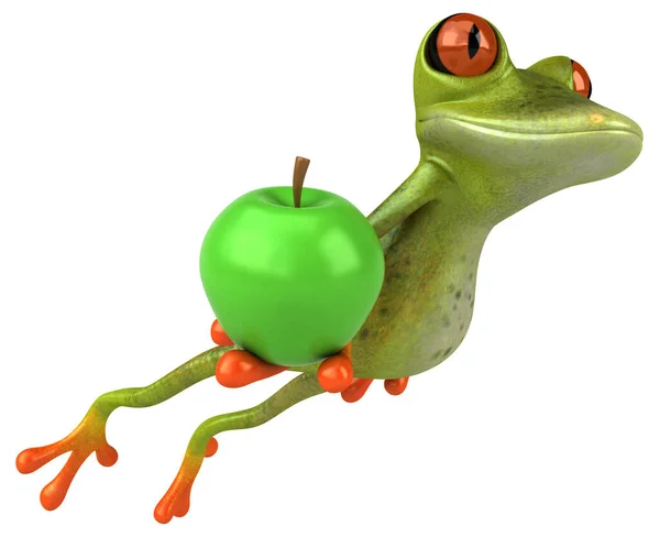 Fun Frog Apple Illustration — Stok Foto