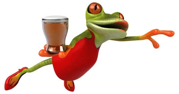 Grenouille Amusante Bière Illustration — Photo