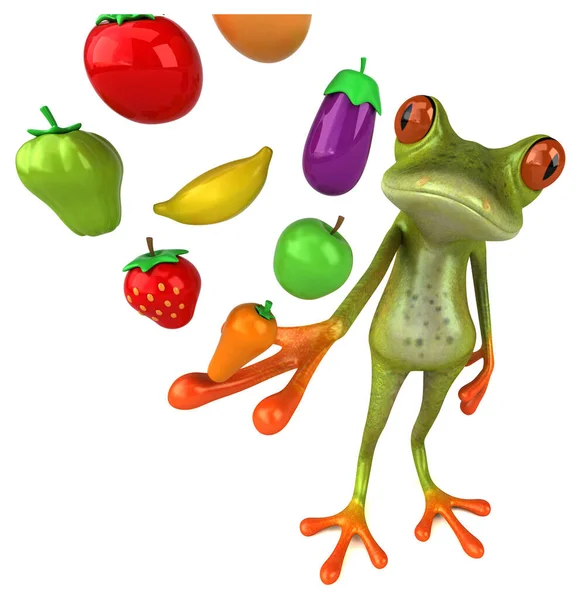 Fun Frog Fruits Illustration — Stock Photo, Image
