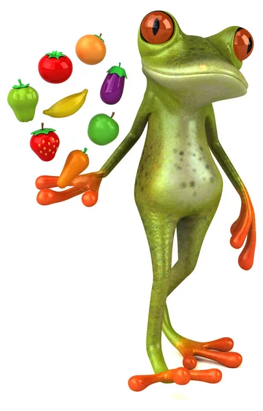 Fun Βάτραχος Φρούτα Εικονογράφηση — Φωτογραφία Αρχείου