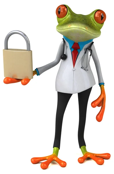 青蛙医生与锁定3D说明 — 图库照片