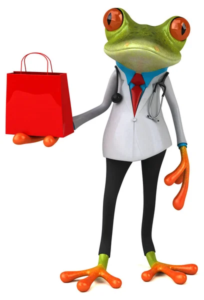 Médecin Grenouille Avec Sac Illustration — Photo