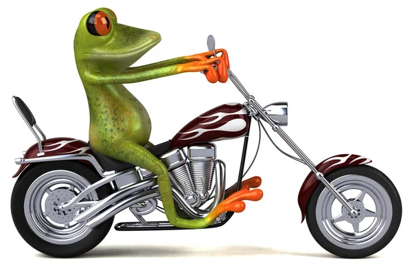 Fun Frosch Auf Einem Motorrad Illustration — Stockfoto