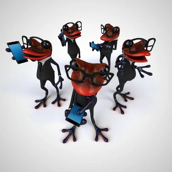 Illustration Cartoon Frogs Phoning — Stock Photo, Image