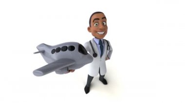 Uçaklı doktor çizgi film karakterinin 3 boyutlu animasyonu 