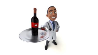 Şaraplı doktor çizgi film karakterinin 3 boyutlu animasyonu 