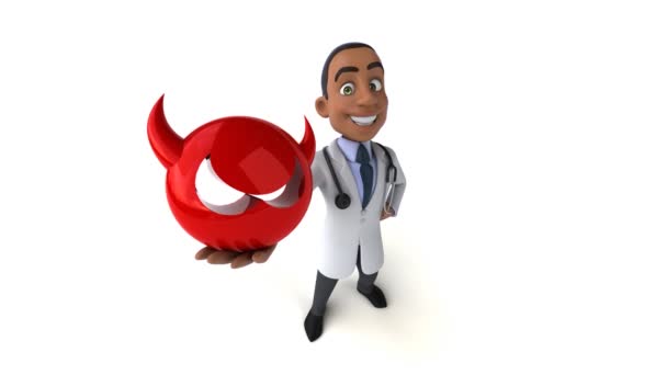 Animering Läkare Tecknad Karaktär Med Virus — Stockvideo