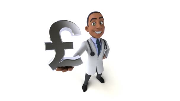 Animation Der Arzt Cartoon Figur Mit Pfund — Stockvideo