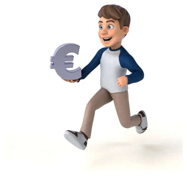 Tecknad Karaktär Kul Tonåring Med Euro Illustration — Stockfoto