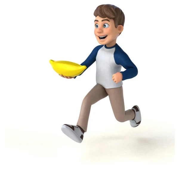 Tecknad Karaktär Kul Tonåring Med Banan — Stockfoto