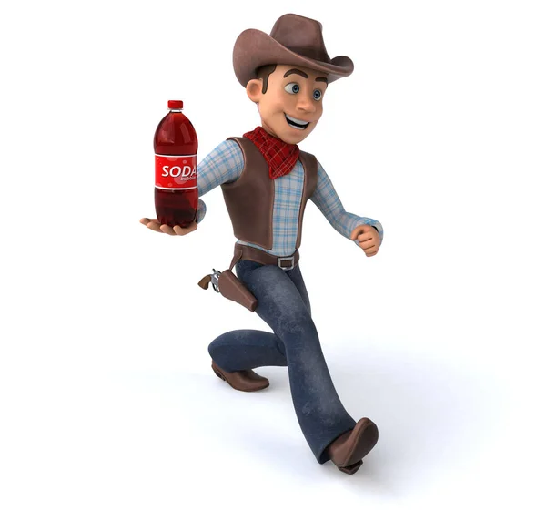 Fun Cowboy Mit Soda Illustration — Stockfoto