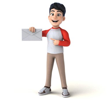 Zarflı manga tarzı eğlenceli bir Asyalı genç. 