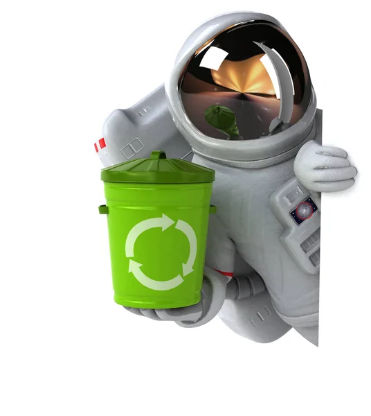 Fun Astronaut Bin Illustration — Stock Photo, Image