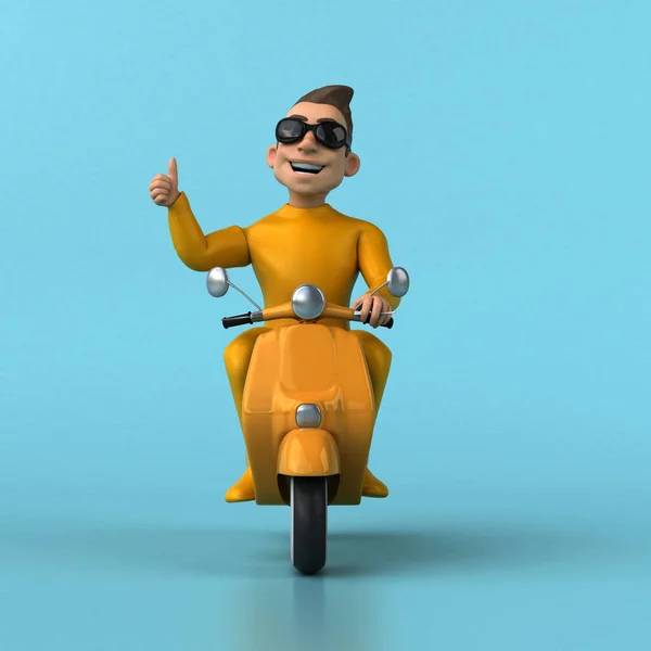 Divertido Personaje Amarillo Dibujos Animados Scooter —  Fotos de Stock
