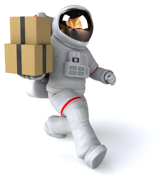 Zabawny Astronauta Pudełkami Ilustracja — Zdjęcie stockowe