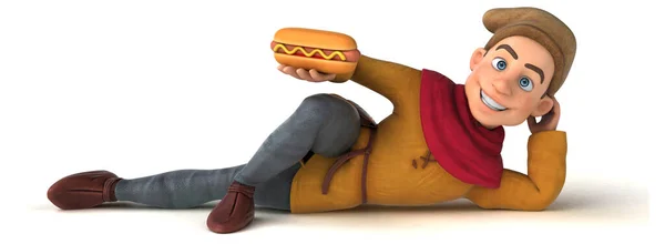 Illustration Einer Mittelalterlichen Historischen Figur Mit Hotdog Illustration — Stockfoto