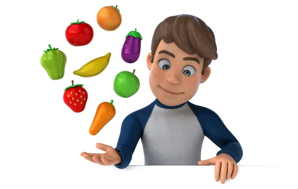 Postać Kreskówki Zabawy Nastolatek Owoców — Zdjęcie stockowe