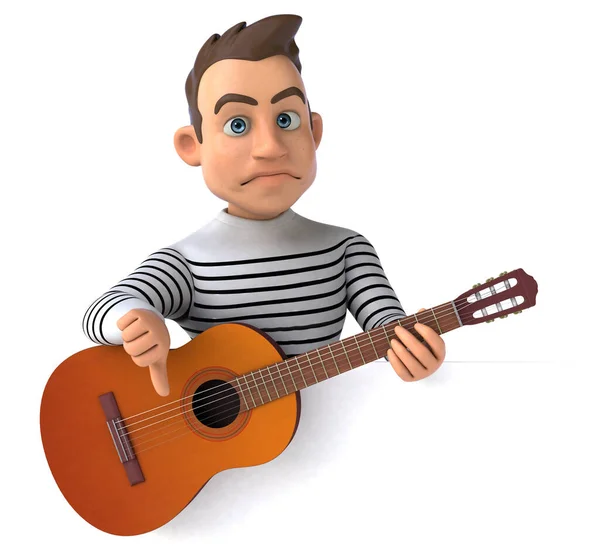 Divertido Personaje Casual Dibujos Animados Con Guitarra — Foto de Stock