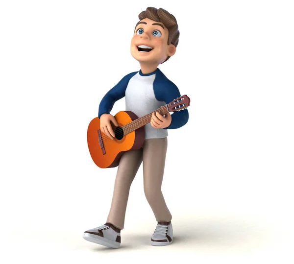 Karakter Kartun Remaja Menyenangkan Dengan Gitar — Stok Foto