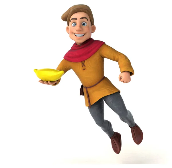 Illustration Einer Mittelalterlichen Historischen Figur Mit Banane — Stockfoto