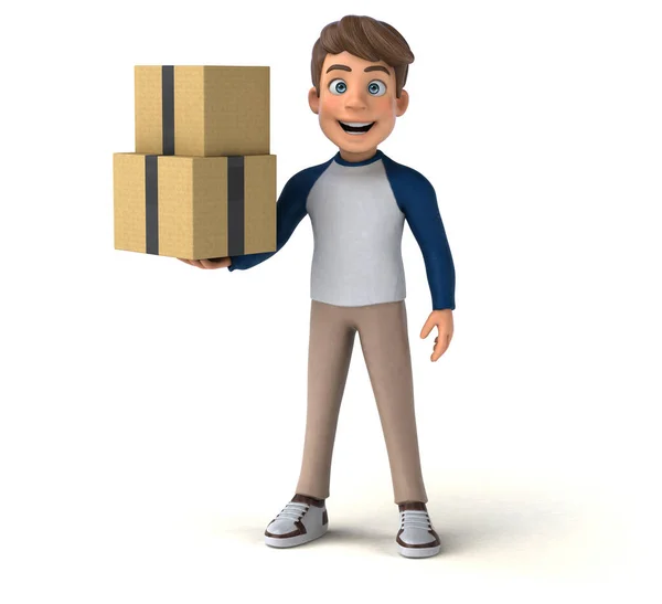 Cartoon Character Fun Teenager Boxes — Stock Photo, Image