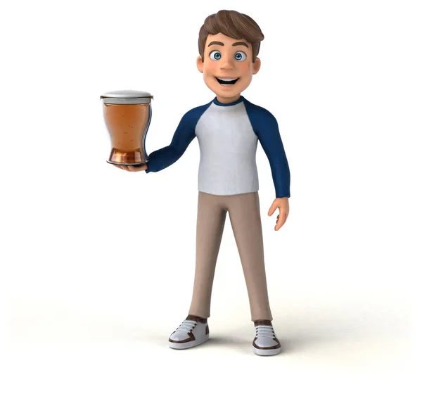 Diversión Personaje Dibujos Animados Adolescente Con Cerveza —  Fotos de Stock