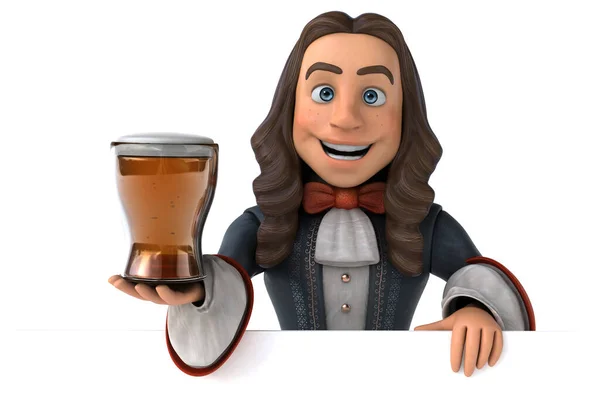 Illustration Cartoon Man Historical Baroque Costume Beer — Stock Photo, Image