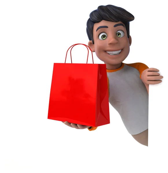 Fun Cartoon Asian Teenager Bag — Stock Photo, Image
