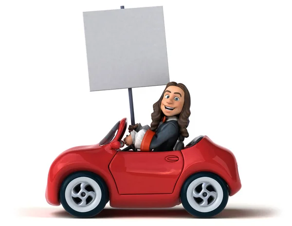 Illustration Cartoon Man Historical Baroque Costume Car — Stock Photo, Image