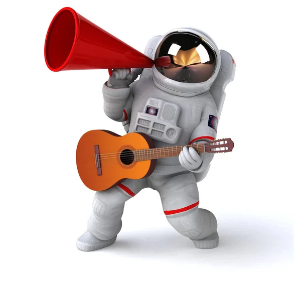 Astronauta Divertido Con Guitarra Ilustración — Foto de Stock