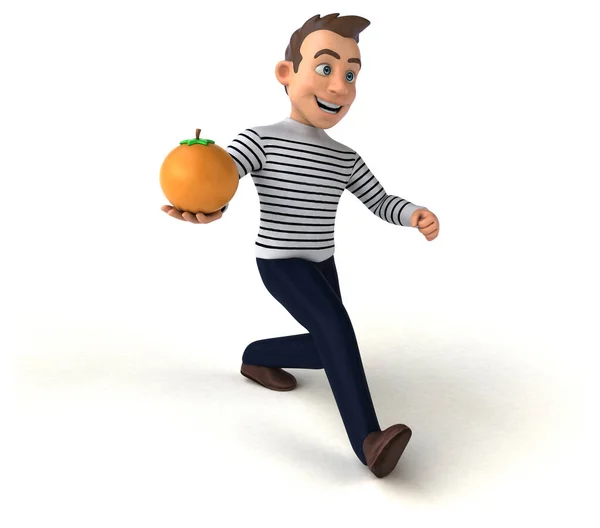 Zabawa Kreskówka Casual Charakter Pomarańczowym — Zdjęcie stockowe
