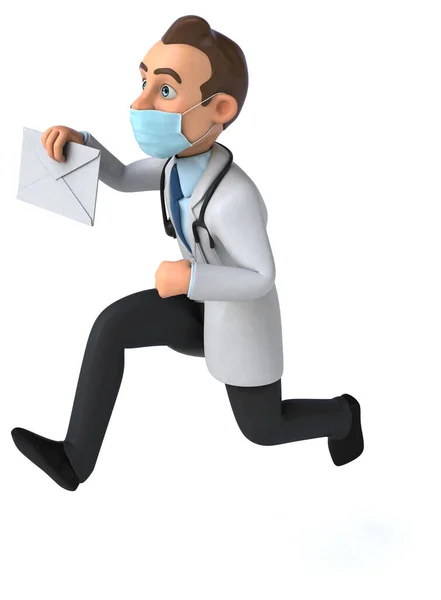 Divertente Personaggio Medico Cartone Animato Con Una Maschera — Foto Stock