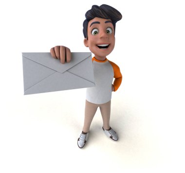 Komik 3D karikatür Asyalı ergen harfli