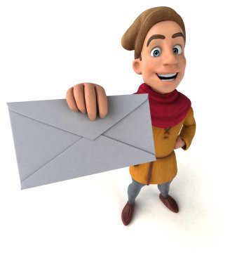 Zarflı bir ortaçağ tarihsel karakterinin 3D görüntüsü 