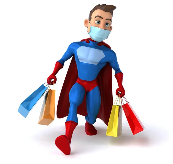 Maske Alışverişi Yapan Eğlenceli Bir Süper Kahraman Karakteri — Stok fotoğraf
