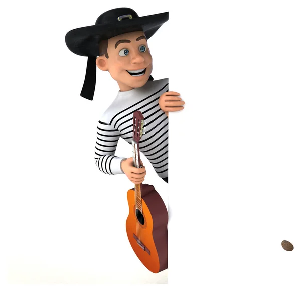 Fun Cartoon Breton Character Guitar — Stock Photo, Image