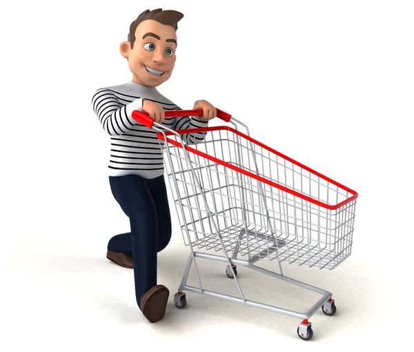 Divertimento Cartone Animato Casual Personaggio Shopping — Foto Stock