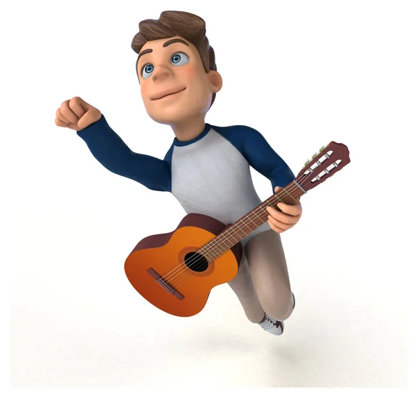 Diversión Personaje Dibujos Animados Adolescente Con Guitarra — Foto de Stock