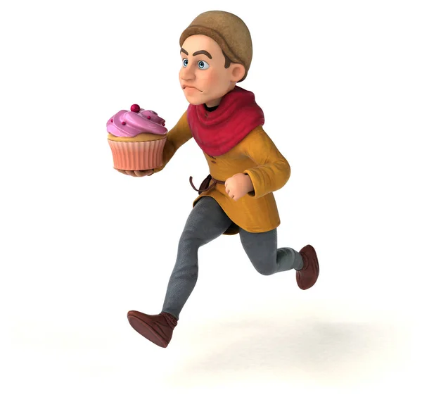 Illustration Einer Mittelalterlichen Historischen Figur Mit Kuchen — Stockfoto